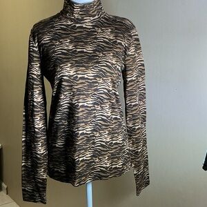 Jones New York Brown and Black Animal Print Top